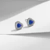 Gestüt Ohrringe 925 Sterling Silber Opal Liebes Herz für Frauen Mädchen Zirkon hohles Design Schmuckparty Geschenk Tropfen