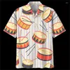 Men's Casual Shirts Designer Hawaii Short Sleeve African Drum Pattern Tops Fashion Streetwear 3d Print Hip-hop Camisa Clothes