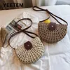 Bolsas de ombro Boolar Tecido Trendy Women's Ins Style Beach Bag de férias de verão Rattan Cross Cross Modyable Body