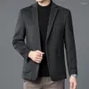 Мужские костюмы 2024 Мужские пледы шерстяные пиджаки черно -серая элегантная классическая клетчатая узоры овца шерстяной пиджак базовый вечный наряд мужчина