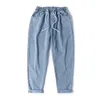 Jeans para hombres Spring Autumn Blue la cintura elástica de la cintura recta Pantalones de mezclilla diarias Jean pantalones