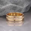 Bröllopsringar 2024New Fashion Wedding Ring for Women Luxury Rose Gold Color Double Row Square Zircon Rostfritt stål Fingerringar smycken