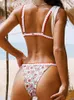 Peachtan Vintage Print Bandeau Swimsuit Woman Sexig High Cut 2 Pieces Bikini 2023 Women Sports Bathing Suits Thong Badkläder 240420