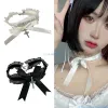 Colliers Lace Ruffle Choker Collier mignon Bowknot Cross Pendante Collier Colliers Halloween Gothic Costume Bijoux pour femmes