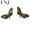 Studörhängen FNJ Shaolan Dragonfly 925 Silver Original Pure S925 Sterling Earring for Women Jewely Lycka till