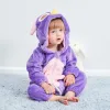 Ustawiają zimowe ubrania dla niemowląt Pamas Pamas One Piece Hooded Jumpsuits for Girls Baby Boys Pijamas Unicorn Girl