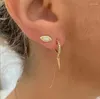 Boucles d'oreilles étalon minimale Opale délicate cz pavé mignon bel boucle d'oreille en pierre de feu blanc vermeil bijoux