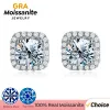 Küpe GRA Sertifikalı Moissanite Elmas Olağandışı Kare Halo Saplama Küpe Kadınlar İçin Küpe 925 STERLING Gümüş Modaya Moda Güzel Takı