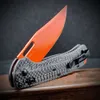 Taggeout 15535 Carbon Fiber Handle Hunting Camping Folding Knife Outdoor Survival EDC Pocket Knife