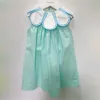 One-Pieces Children Boutique Clothing Baby Girl Sleeveless Cotton Bubble Green Hand Splicing Flower Collar Cute Sibling Outfit