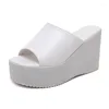 Slippers Summer Slip On Women Wedges Sandals Platform High Heels Fashion Open Toe Fish Mouth Ladies Casual Shoes Comfortable