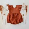 Bambini estiva un pezzi Summer Rompers Ruffles Ganper in cotone in tessuto senza manico