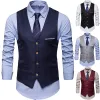 Vests Formal Men Solid Color Suit Vest Single Breasted Formal Business Suit Waistcoat V Neck Sleeveless Retro Best Man Vest Slim Vest