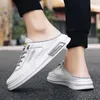 Casual Shoes 2024 Half For Men Black Mules Outdoor Summer Slip-On Footwear Man Fashion White Mens Slippers