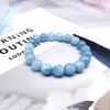 Perlen natürliches Aquamari -Armband Einkristall elastische romantische Kristall Yoga Blau Armband Frau Schmuck 4681012 mm Perlen 240423