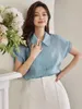 Damskie bluzki solidne kolorowe koszula kobiety eleganckie lyocell pullover tops lady luźne rękawy Batwing Ruffles damski letni blusas mujer