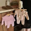 Ensembles de vêtements 2024 Ins automne d'hiver filles costume de bébé Sweater Ruffled Cardigan Born Tops Pantalon élastique pour bébé couvre 2 PCS