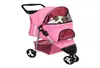 Pet Stroller Cat Dog 3 Ruedas Jog de ruedas Plegado ligero Viajes transpirables Pink7876102