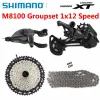 Pièces Shimano Deore XT M8100 12 Speed GroupSset 12s MTB Kit de vélo de montagne M8100 SHIFTER arrière Derilleur Cassette 1051T Chaîne d'origine