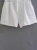 Shorts femininos Willshela Womens Fashion White Decal Front Front Zipper Vintage High Cídica FA exclusiva H240424