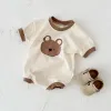 One-Pieces Korea 2024 Summer Newborn Baby Girl Boys Rabbit Casual T shirt Romper Bodysuits Jumpsuit Toddler Boy Clothing Cotton Onepieces