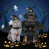 Hundkläder Wizard Hat Halloween Costume Cosplay Bat Wings Pet Witch Felt leveranser Cat Party Decorations