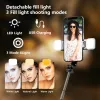 Sticks Double Fill Light Selfie Stick statief met draadloze afstandsbediening, mini uitbreidbaar 4 in 1 monopod 360 ° rotatie telefoonstandhouder
