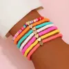 Bracciale per il cuore dell'amore in rilievo set per donne bohémien colorate morbida ceramica spiaggia boho fascino bracciale Am3255 240423