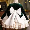 Baby Mädchen Samt Spitze Lolita Prinzessin Kleid Kind Kleinkind Kind Vintage Elegant Bow Tutu Vestido Weihnachten Babykleidung 1-12y 240511