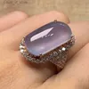 Band Rings Luxury Rectangle Light Purple Zircon Stones Fashion Jewelry Exquisite Silver Color Engagement Wedding for Women H240424