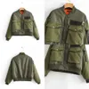 Kvinnor Streetwear Army Green Jacket Fashion Ladies Pocket Short Female Chic Tops Casual Girls Thick Outterwear 210430