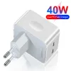 Chargers Tipo C Porta USB C -Caricatore di Caricatore C Porta Carica rapida Testa di ricarica Typec per viaggi PD40W Caricatore veloce UE UK Adattatore di alimentazione UK