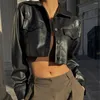 Giacche da donna Giacca da motociclista trendy da donna Slim Ladies Fuce Pu Leather Cool Cool Crop Colore Design alla moda
