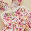 Zestawy odzieży Baby Girl Floral Romper Dress Bez rękawów Bez pleców Bodysuit Bodysuit Druku