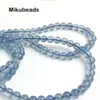 Losse edelstenen groothandel natuurlijke 6 mm (52 ​​cm) 5a aquamarine gladde ronde kralen voor sieraden maken doe -het -zelf armbanden ketting