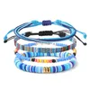 Strand Bohemia 4pcs/set Colorful Cotton Bracelet Polymer Clay Seeds Beads Wristbands For Women Men Summer Beach Jewelry