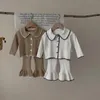 Ensembles de vêtements 2024 Baby Spring Vêtements Babre de cardigan en tricot et pantalon évasé Pantalons de mode