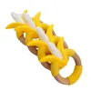 Chenkai 10PCS A Free Banana Shaped Silicone Teethers Baby Fruit Toothbrush Teething DIY Charm Necklace Jewelry Clip Food Grade 240415