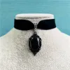 Halsketten brandneue schwarze Samtkragen, gotische viktorianische schwarzgeprägte Kristallkette, Mode Frauen Geschenke, heidnische Hexenschmuck Schmuck