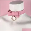 Chokers B.Cyqz Bowknot Colliers Y Pink Goth Choker Punk Leather Cell Collier Femmes Filles Girls HARAJUKU ACCESSOIRES DE COUC