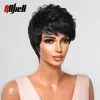 Perücken kurze synthetische natürliche schwarze Perücke für schwarze Frauen Straight Pixie Cut Cosplay -Perücken mit Pony Hitzeresistent Faser Afro Haarperücken