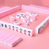 Jeux Mini Mahjong chinois Mahjong 144pcs 24 mm jeu de plateau de voyage pour le camping amusant Mahjong portable de camping