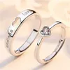 Bröllopsringar 2st/sätter Zircon Heart Matchande parringar Set Forever Endless Love Wedding Ring for Women Men Charm smycken