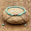 Strängar Kvinnor Män 4mm Natural Stone Turquiose Pärlor flätade vänskapsarmband Älskare Par Yoga Braclet smycken gåvor