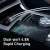 Chargers Baseus 24W USB Car Charger Phone Charging Metal Digital Display 4.8A Car Cigarette Lighter For iPhone 14 13 12 Fast Charger