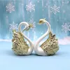 Party Supplies Crown Glass Table Swan Baking Decorative Birthday Anniversary Ornament Cake Topper Figur Papper Vikt skrivbord Hemdekoration