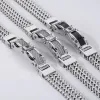 Strands Stainless Steel Bracelet for Men 12MM Width Square Franco Link Chain Men's Bracelets With CZ & Magnet Clasp Gold Plated Jewelry