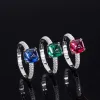 Ringe Kqdance Real 925 Sterling Silber Mini 8mm erzeugt Emerald Ruby Diamond Ringe mit blau/grün/roter Steine feiner Schmuck 2021 Trend