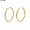 후프 귀걸이 ICAM 클래식 여성용 간단한 귀걸이 금색 기하학적 패턴 정장 다양한 경우 금속 다목적 여성 보석