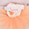 Sets 1 Year Baby Girls Peach Theme Birthday Tutu outfit 1st Birthday Party costume Toddler Photo Props Cake Smash